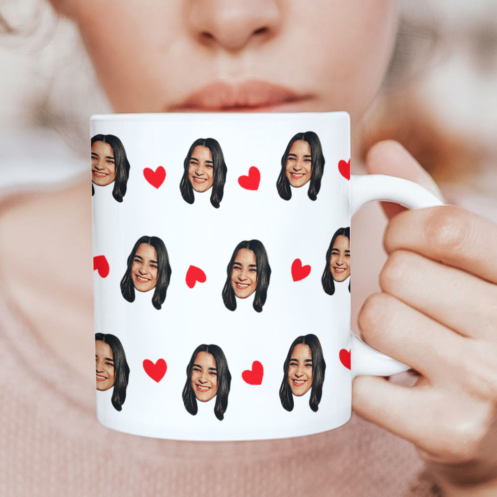 Custom Face Mug with Heart Design - Personalised Coffee Mug Gift - Unique Gift - Gifted Your Way